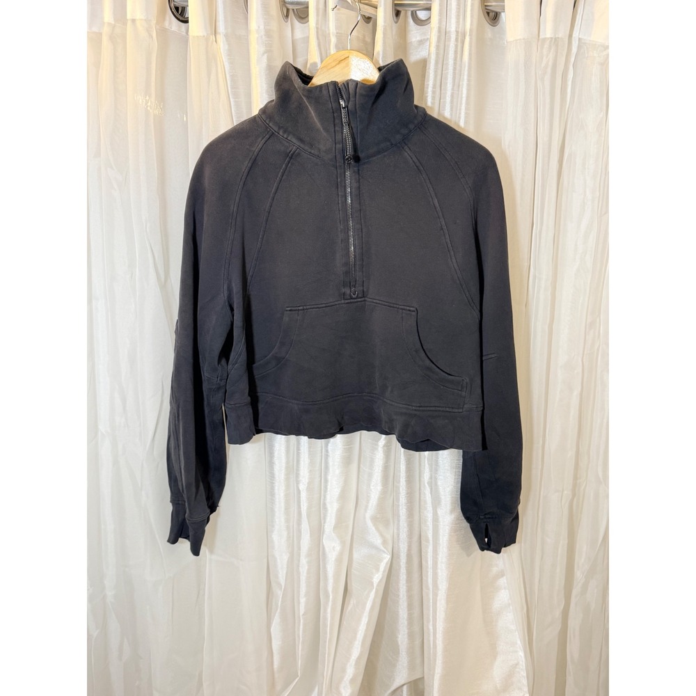 Lululemon Scuba Half-Zip Hoodie Womens M/L Black Oversized Cropped Pullover